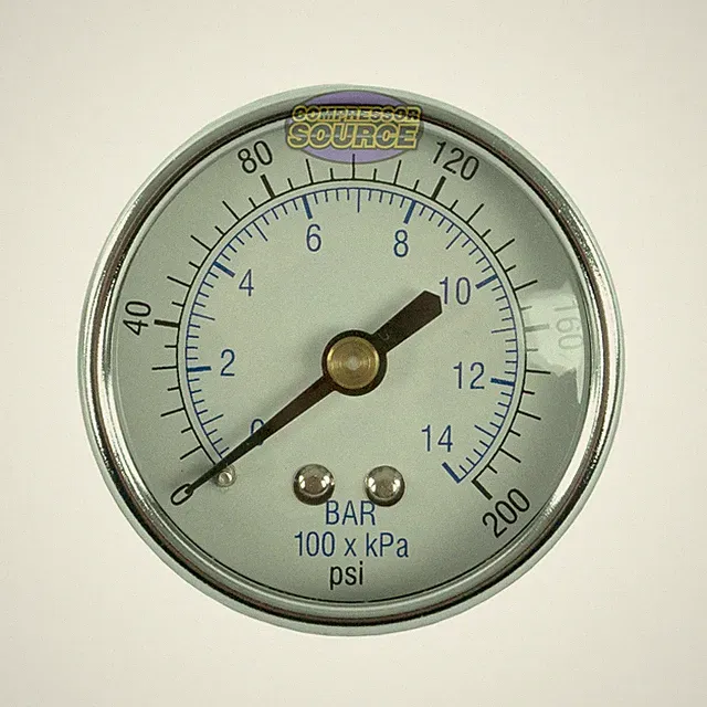 1/8" 200 PSI Compressor Compressed Air Pressure Gauge Back Mount Black 102D-208G